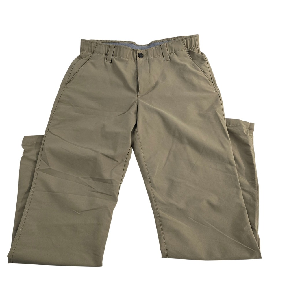 Under Armour‎ Men's Tan Golf Pants Size 34x34 Straight Leg Flat Front UA Tech
